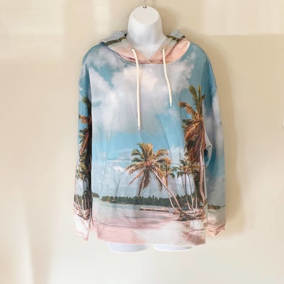 Blank NYC Tops - BlankNYC Ideal Place Long Sleeve Beach Scene French Terry Sweatshirt Size Medium